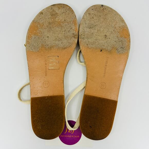 Ancient Greek Sandals Women's Goudi Sandals Off White/Gold Size 39 EU/ 9 US - Picture 13 of 15